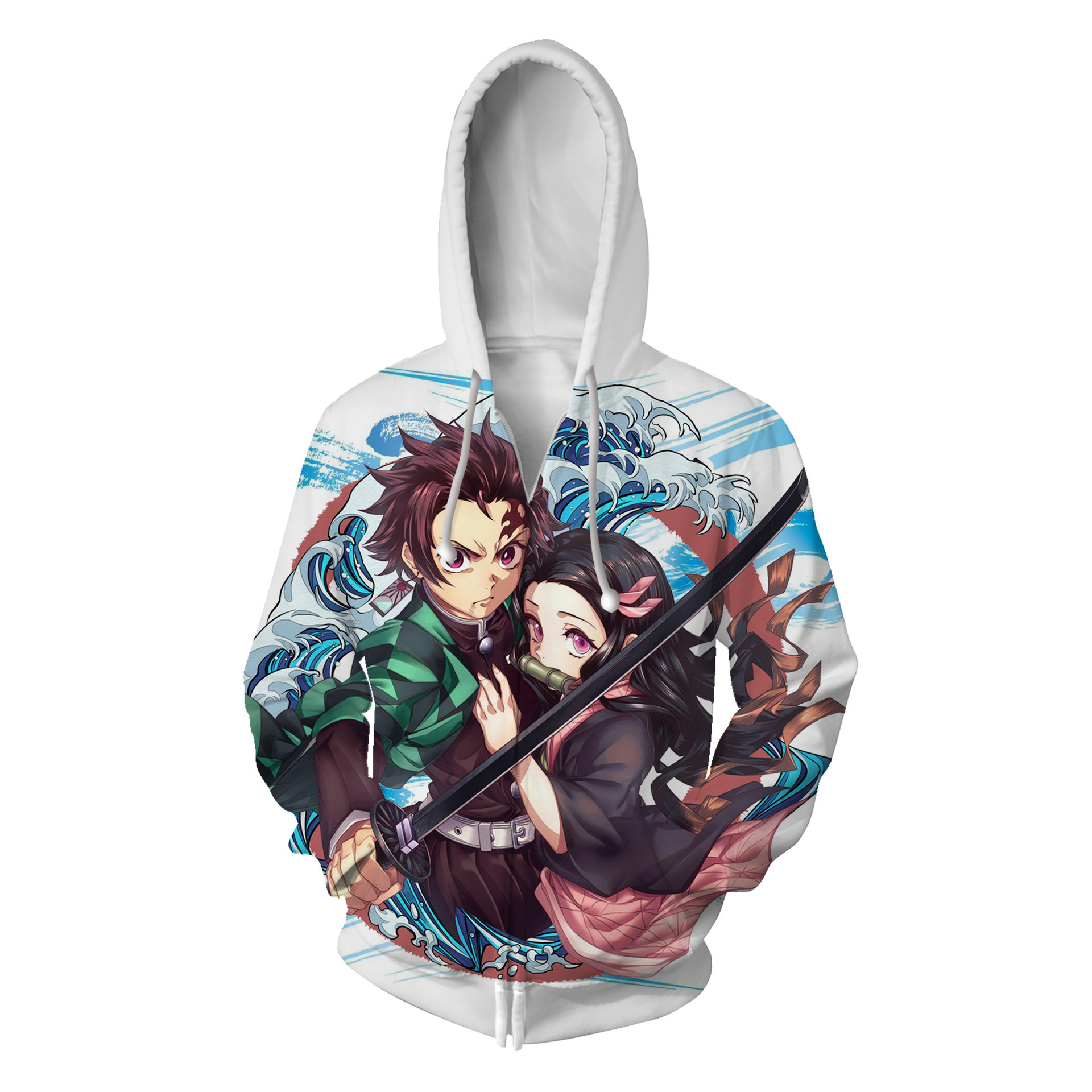 Tanjiro Kamado Nezuko Hoodies Sword Demon Slayer Kimetsu no Yaiba-Takerlama