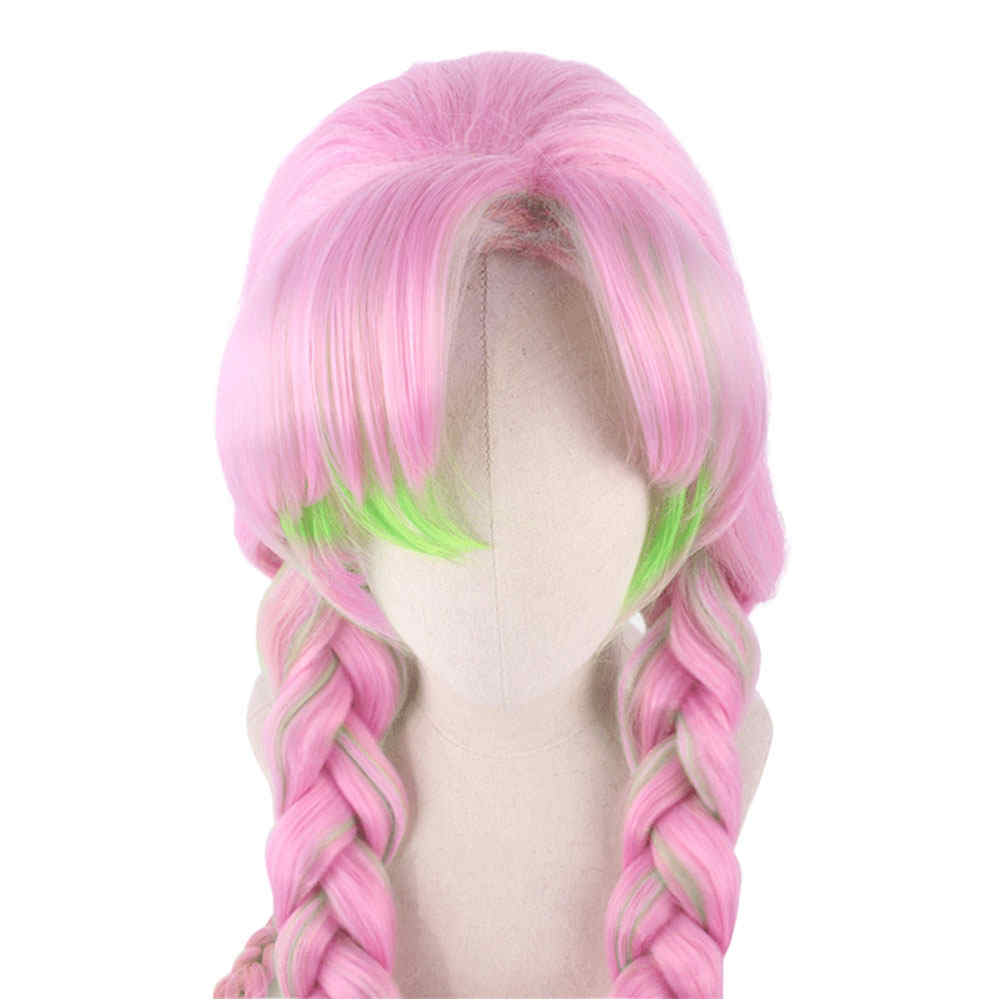 Anime Demon Slayer Kanroji Mitsuri Halloween Cospaly Wig Synthetic Long Braided Hair Kimetsu no Yaiba-Takerlama